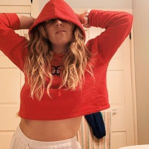 RED CROPPED BUTTERFLY HOODIE ⚡️ SIZE SMALL